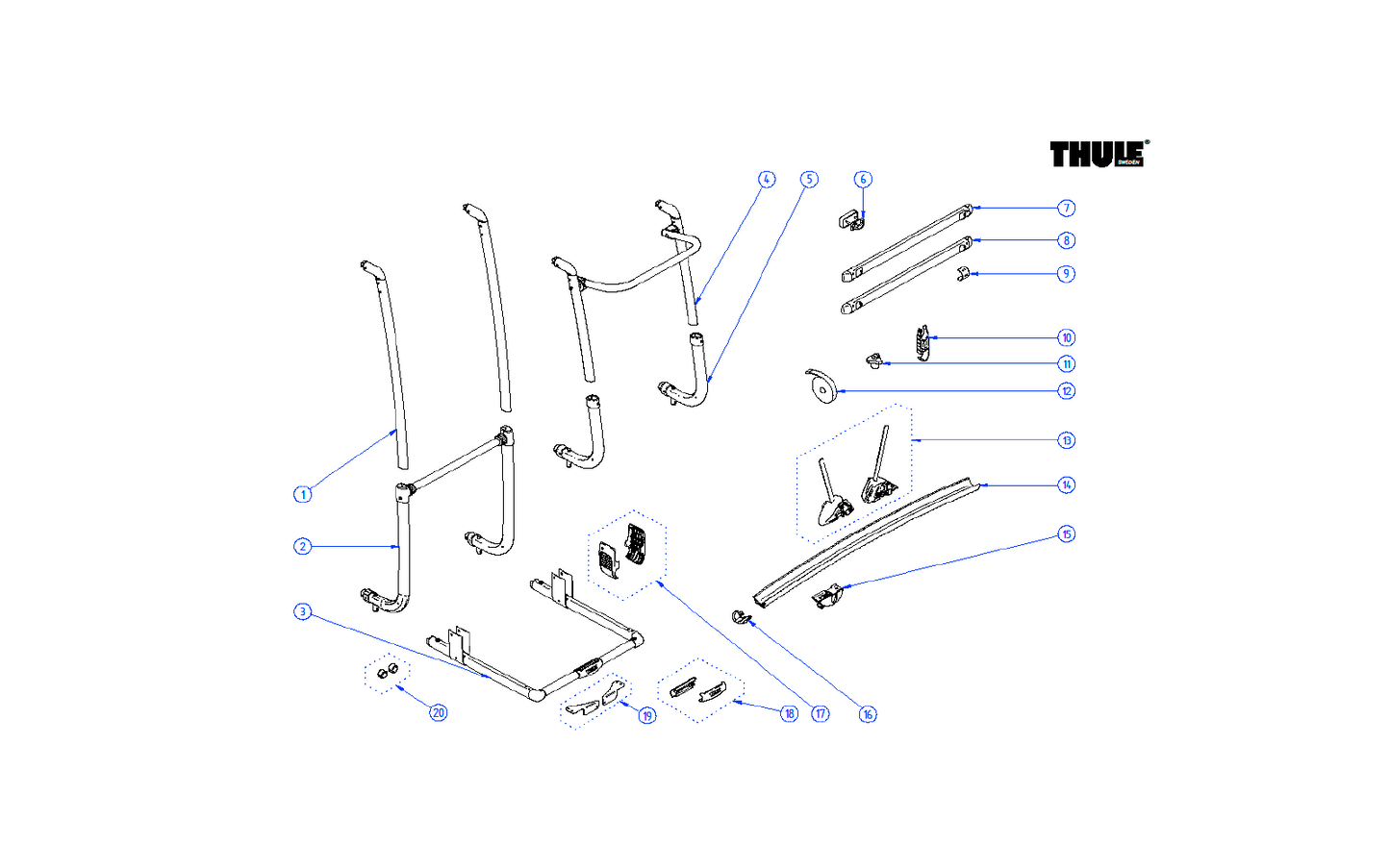 Thule Schienenbügel Für Fahrradträger Excellent LV / SV - Thule Ersatzteilnummer 1500602397