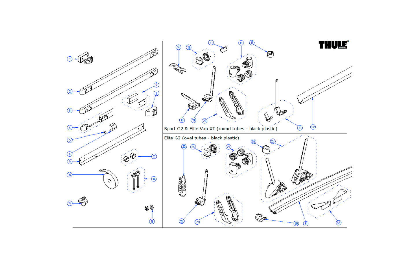 Thule Tragrahmenprofil Ducato Für Fahrradträger Sport G2 / Elite G2 / Elite Van XT - Thule Ersatzteilnummer 1500601518