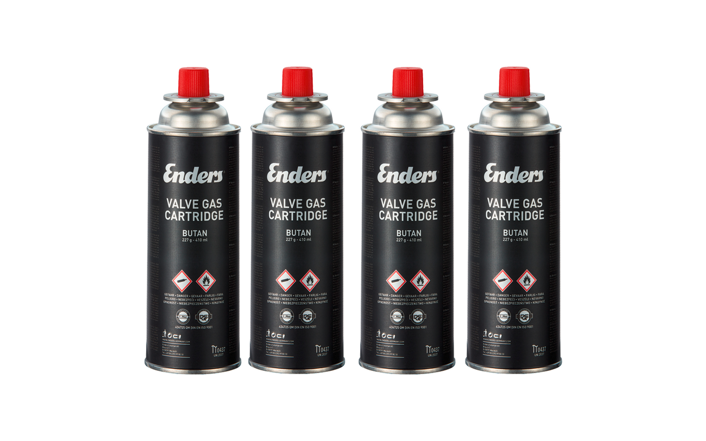 Enders 4er-Set Butan Ventilkartusche Gaskartusche 4 X 227 G