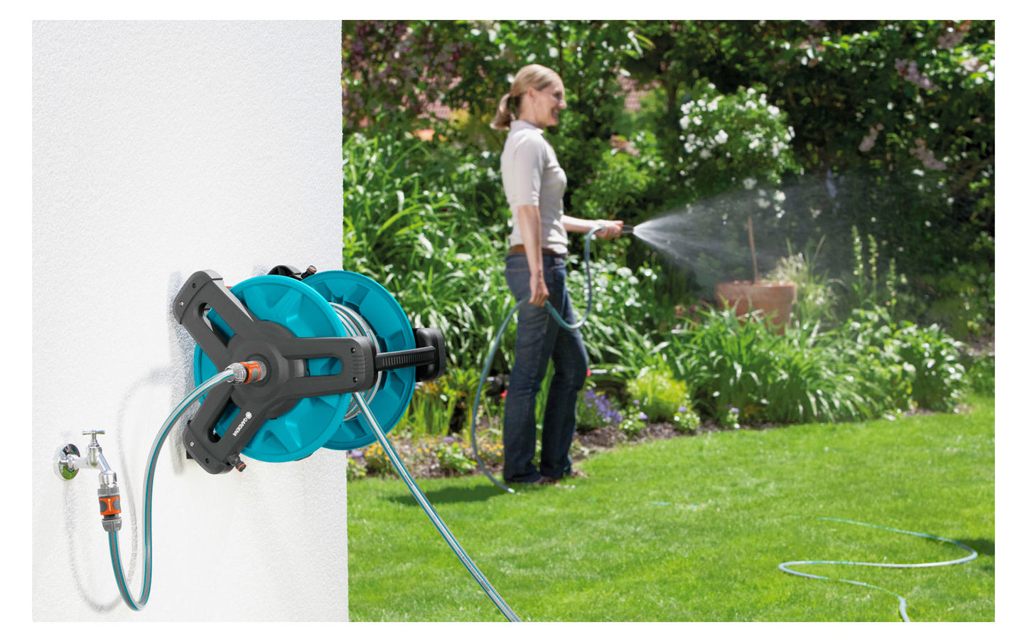 Gardena Classic 50 Wand-Schlauchtrommel Set 20 M