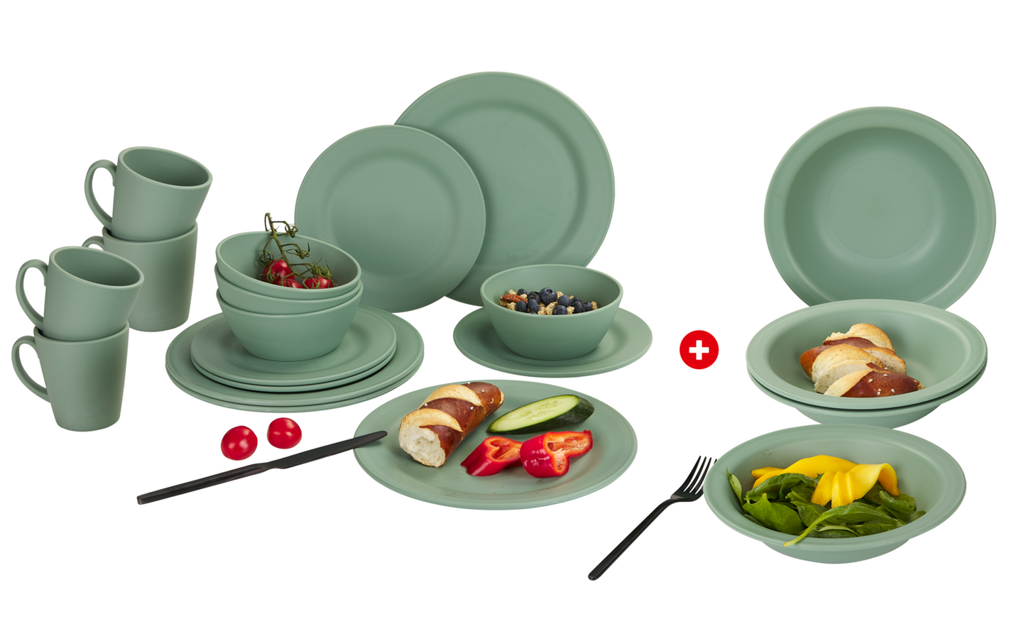  Berger Kynne Geschirr-Set & Suppenteller 16+4-tlg. Für 4 Personen