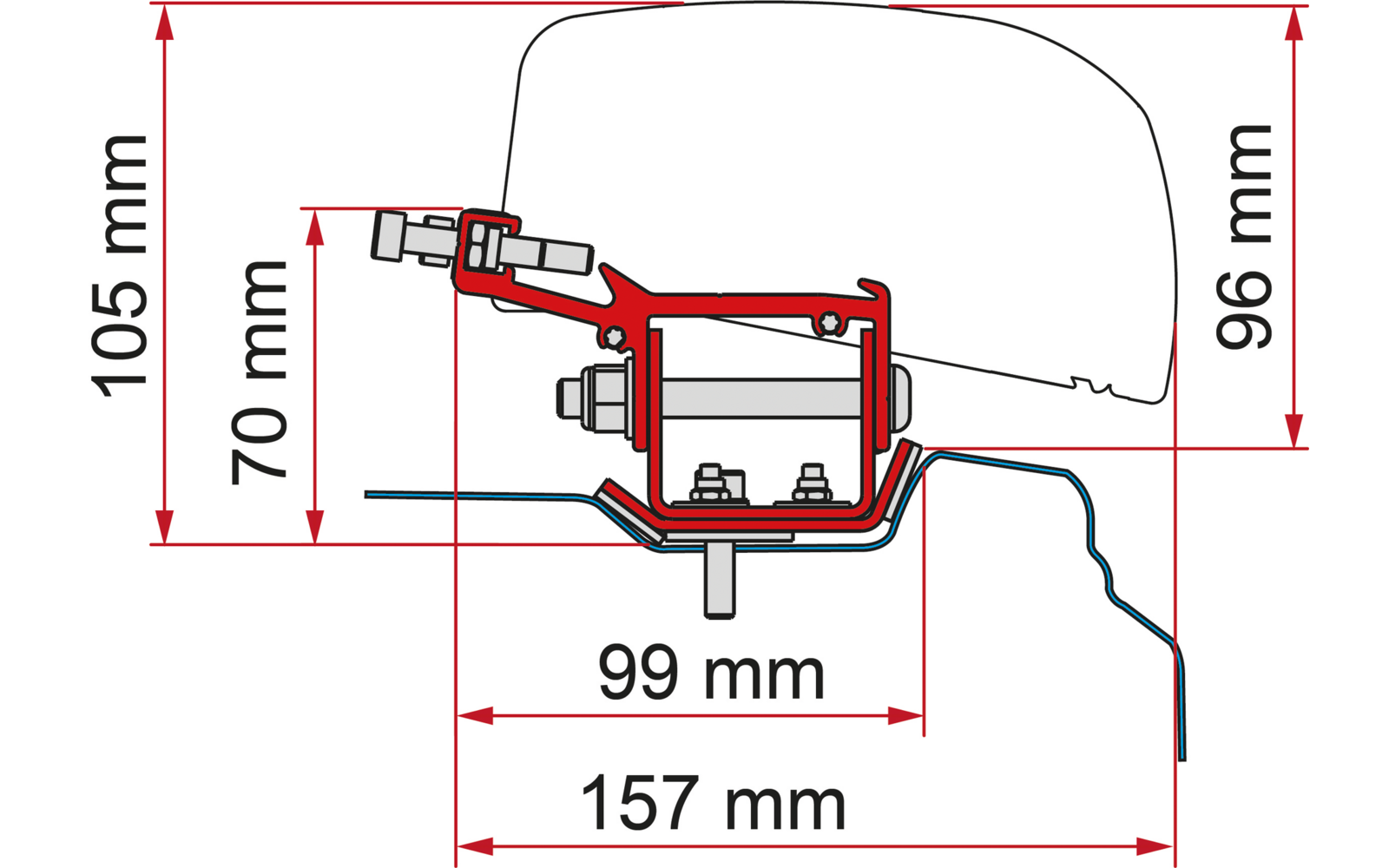  Fiamma Markisenadapter-Kit Renault Trafic - Deep Black - LHD + RHD