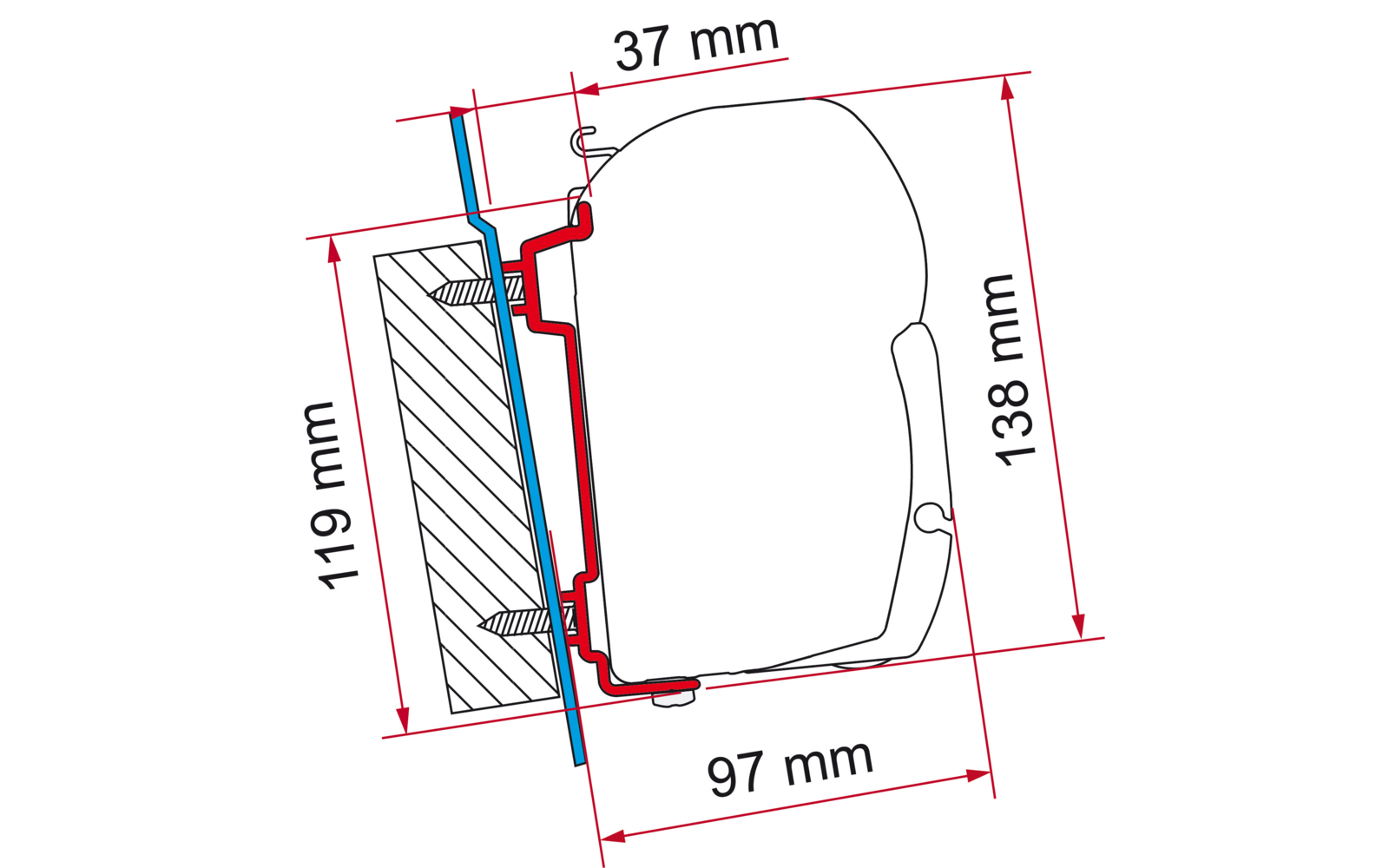  Fiamma Markisenadapter Ford Transit Wandmontage