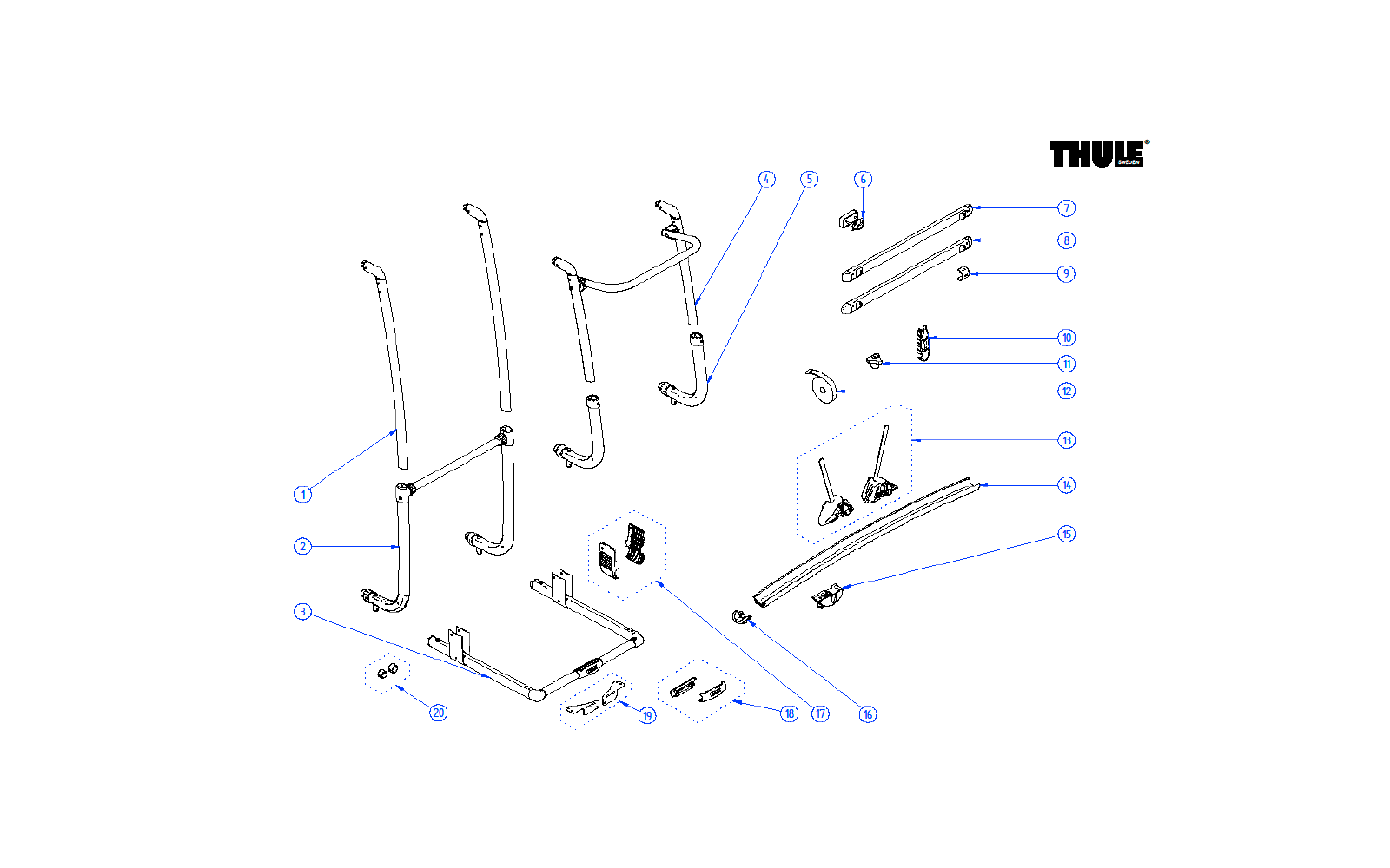  Thule Schiene Gebogen Für Fahrradträger Excellent LV / SV / G2 Schwarz - Thule Ersatzteilnummer 1500603216