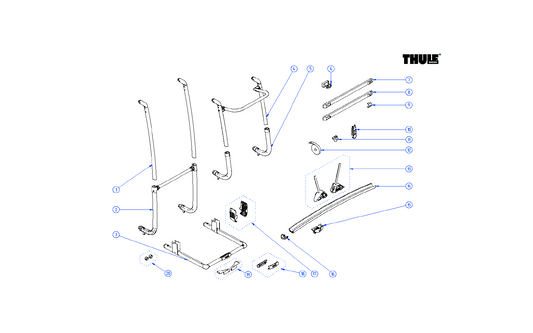  Thule Schiene Gebogen Für Fahrradträger Excellent LV / SV / G2 Schwarz - Thule Ersatzteilnummer 1500603216
