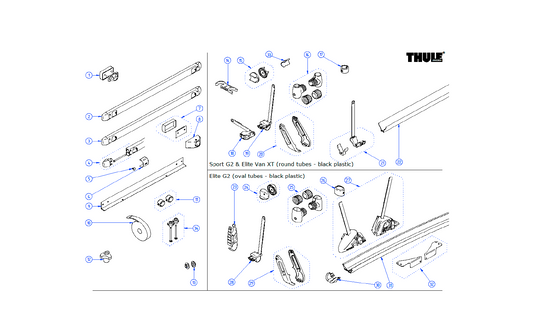  Thule Gleitlagersatz Für Fahrradträger Sport G2 / Elite G2 / Elite Van XT - Thule Ersatzteilnummer 1500602898