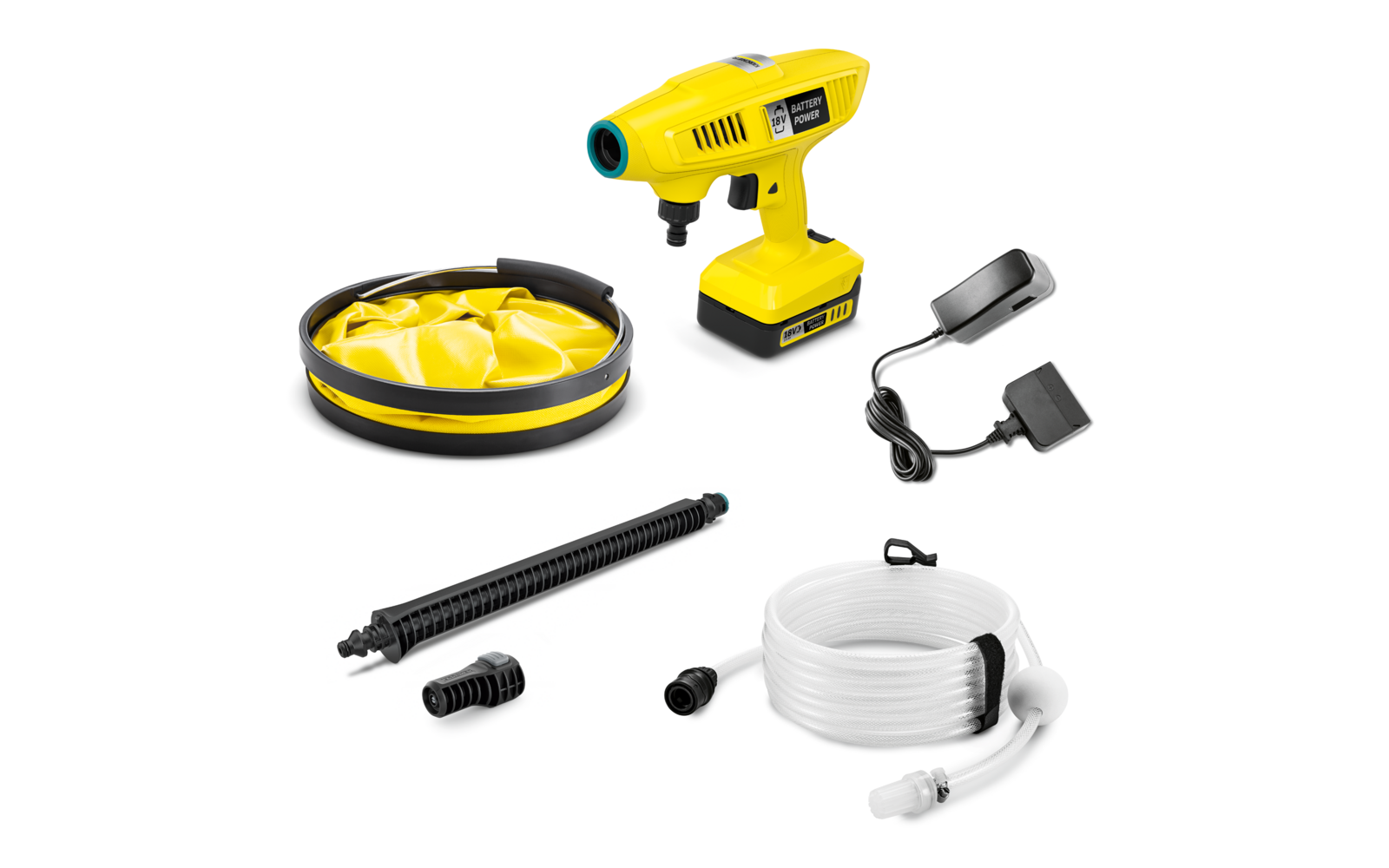  Kärcher Akku-Mitteldruckreiniger KHB 4-18 Plus Battery Set Inklusive Ansaugschlauch / 18-V-Wechselakku / Ladegerät21 Bar