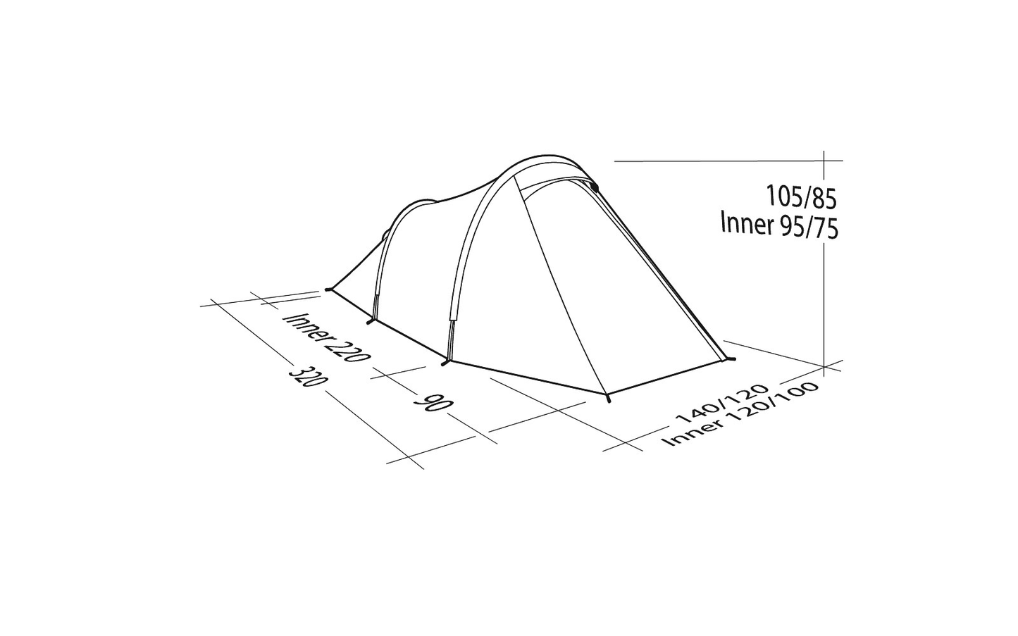  Robens Arch 2 Tunnelzelt 120 X 140 X 105 Cm Für 2 Personen