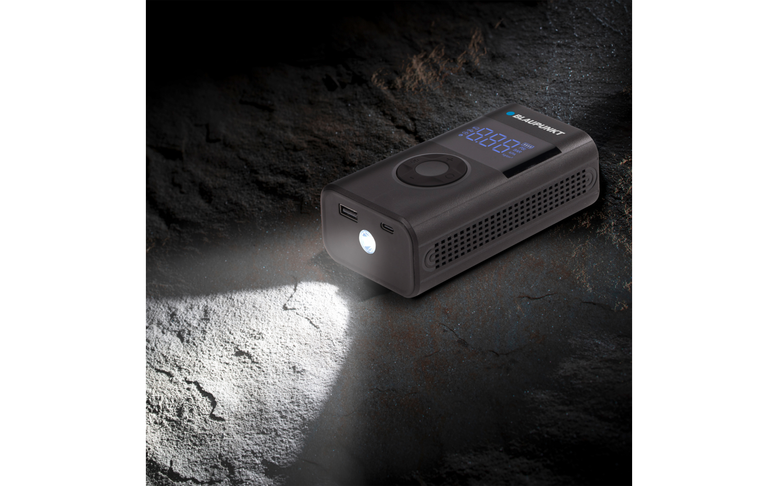  Blaupunkt Tragbare Akku-Luftpumpe TPM 124 Mit Powerbank-Funktion / Integrierter LED