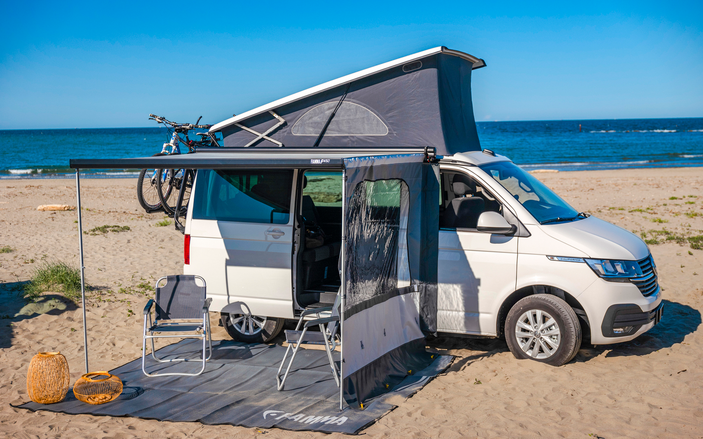  Fiamma F45s Wandmarkise 260 Cm Für VW T5 / T6 / California (Deep Black / Royal Grey)