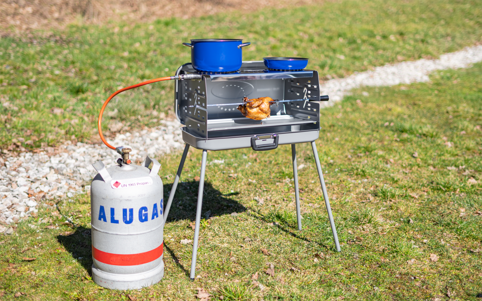  Berger 3-Flammen Koffergasgrill Silber