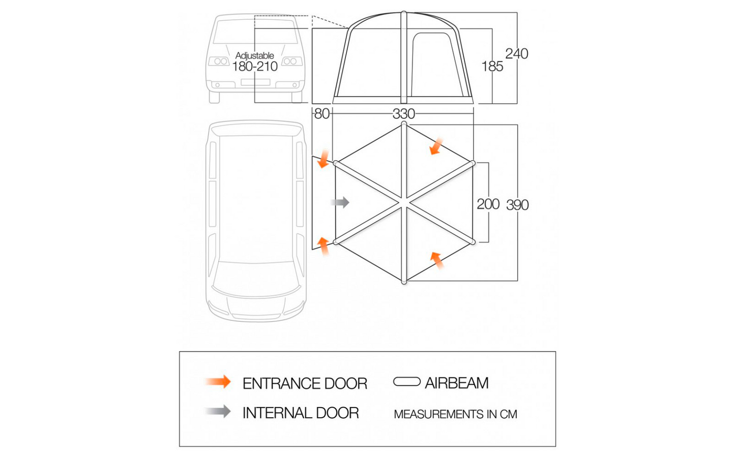  Vango Airhub Hexaway II Aufblasbares Busvorzelt