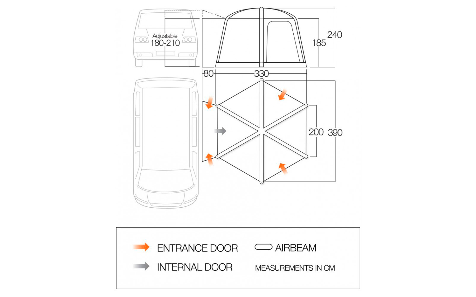  Vango Airhub Hexaway II Aufblasbares Busvorzelt