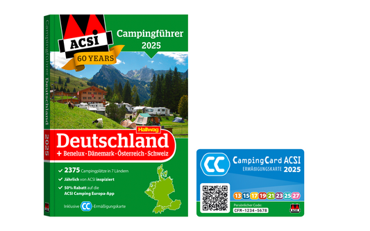  ACSI Campingführer Deutschland / Benelux / Dänemark / Österreich / Schweiz 2025 Mit CampingCard Ermäßigungskarte