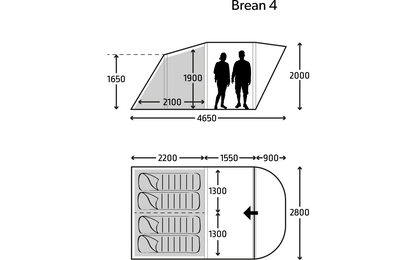  Kampa Brean Air 4 Aufblasbares Tunnelzelt Für 4 Personen