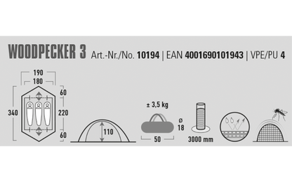  High PeakWoodpecker 3 Kuppelzelt Für 3 Personen