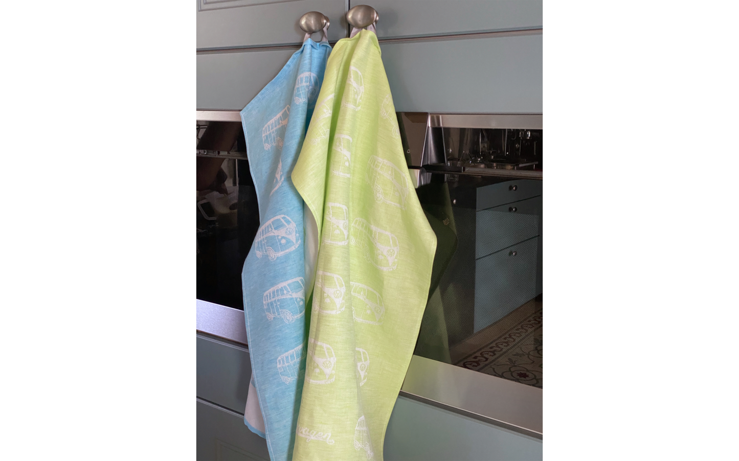  VW Collection T1 Bulli Geschirrtuch 2er Set Rot/Blau 70 X 50 Cm