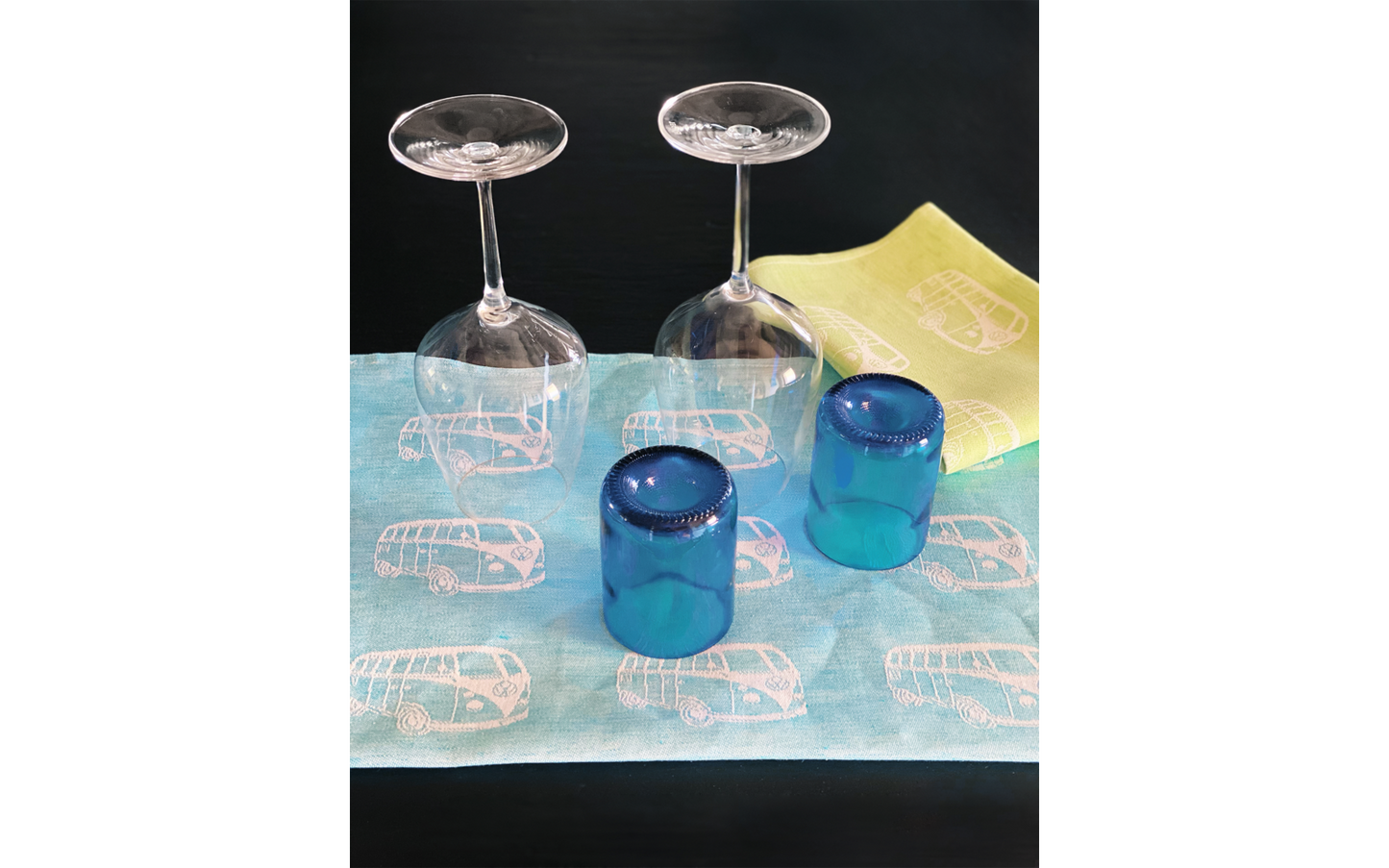  VW Collection T1 Bulli Geschirrtuch 2er Set Rot/Blau 70 X 50 Cm