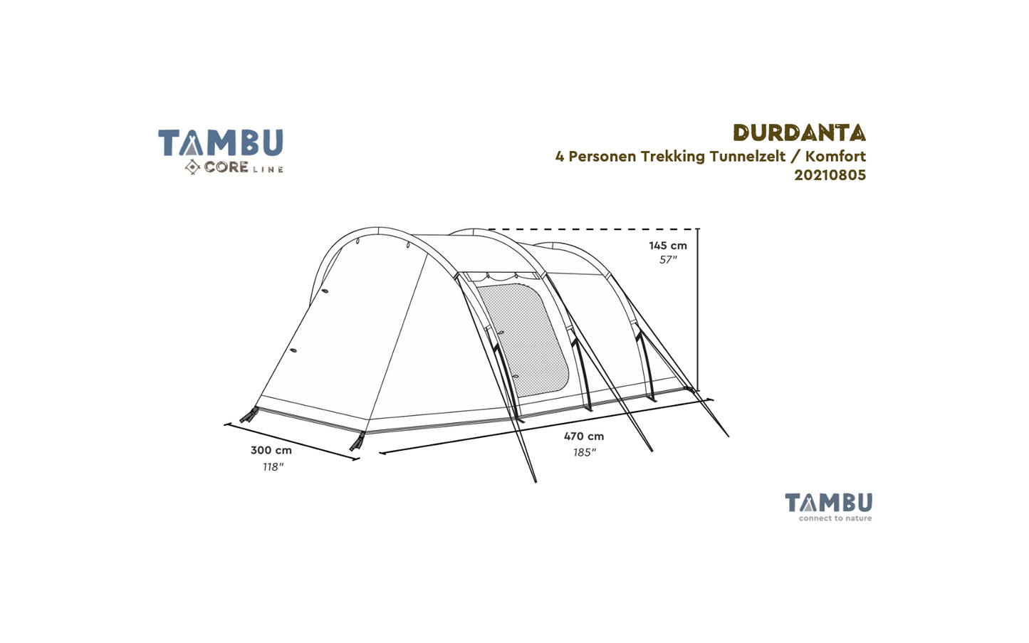  Tambu Durdanta Komfort Trekking Tunnelzelt Braun Für 4 Personen