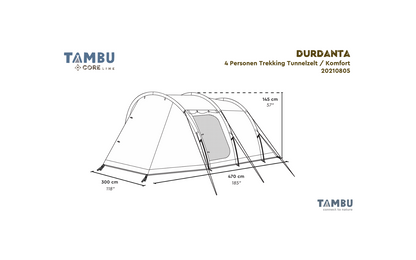  Tambu Durdanta Komfort Trekking Tunnelzelt Braun Für 4 Personen