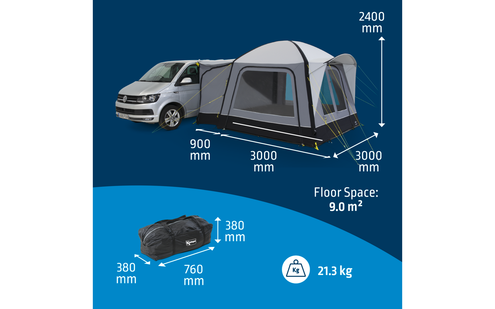 Kampa Cross Air TC Aufblasbares Driveaway Busvorzelt Breite 3 Meter