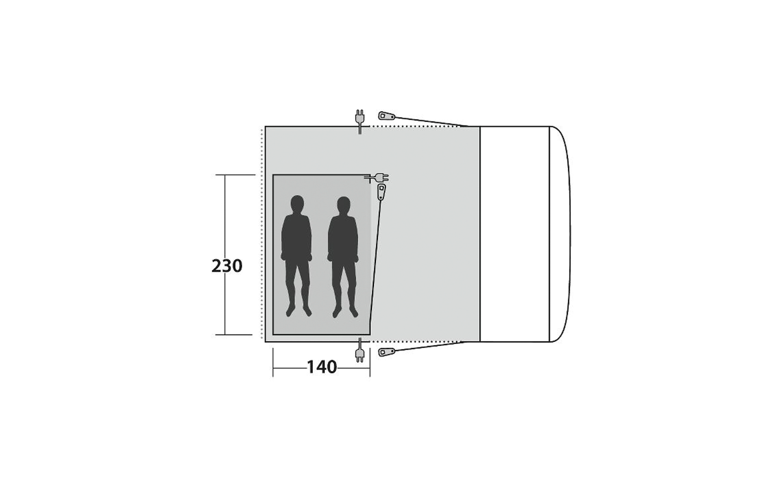  Outwell 2 Personen Innenzelt Geeignet Für Aufblasbares Vorzelt Talladega/Jonesville 290 SA/Wolfburg 380 A