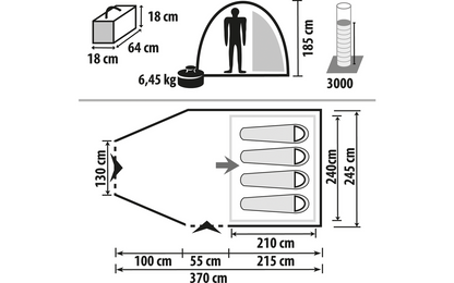  Easy Rock 4+ Geräumiges Kuppelzelt Mit Stehhöhe Und Vorraum Für 4 Personen