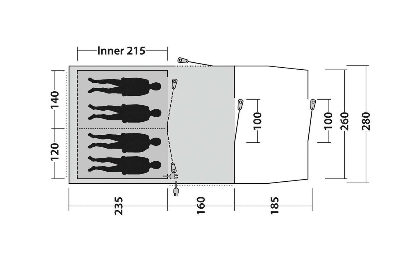  Outwell Rockwell 4 Tunnelzelt Für 4 Personen