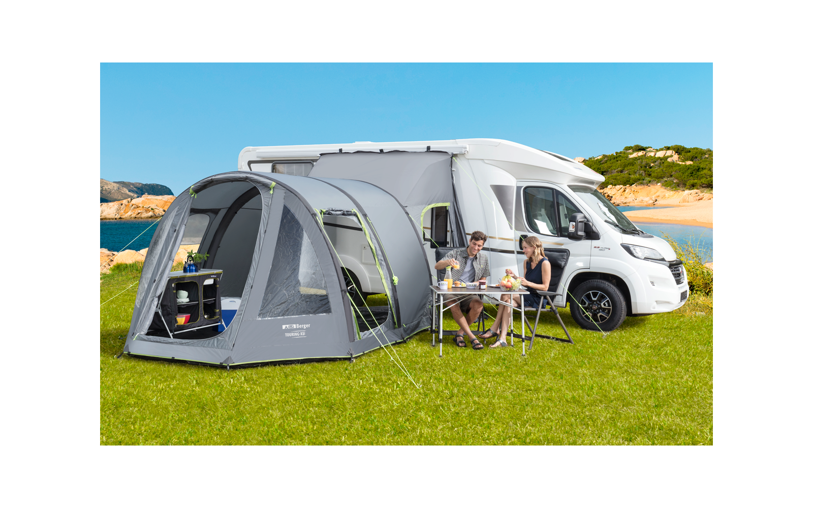  Berger Touring Air XL Reisemobil- / Kastenwagen Aufblasbares Vorzelt Mit Moskitotür Und Fest Eingebauten Boden