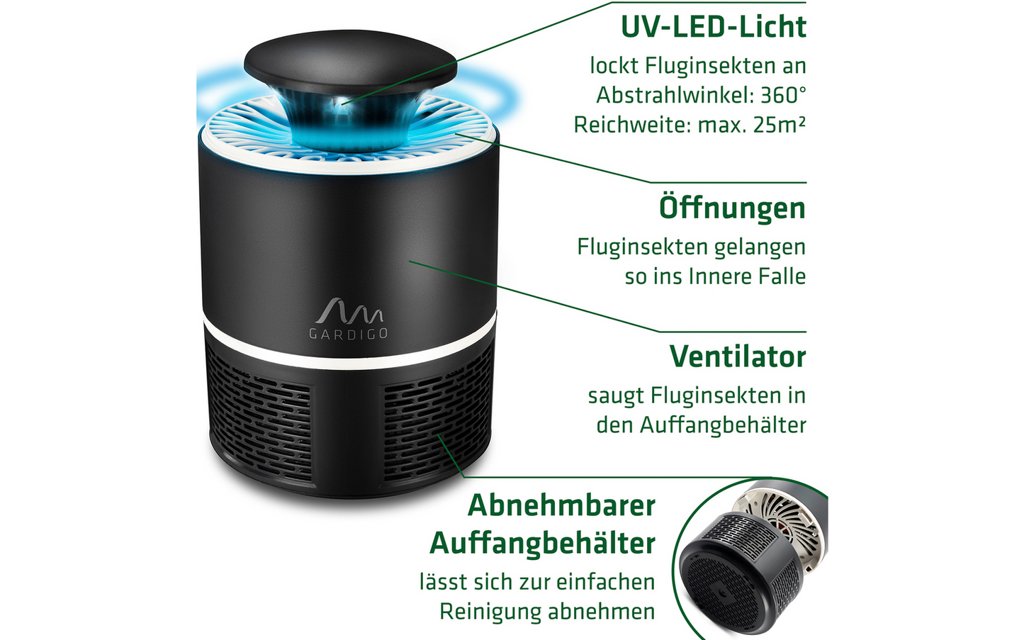  Gardigo Insektenfalle Mit UV Licht Und Luftstrom