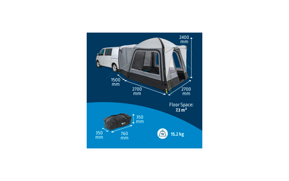  Kampa Cross Air TG Aufblasbares Driveaway Busvorzelt / Heckzelt Breite 2,7 Meter