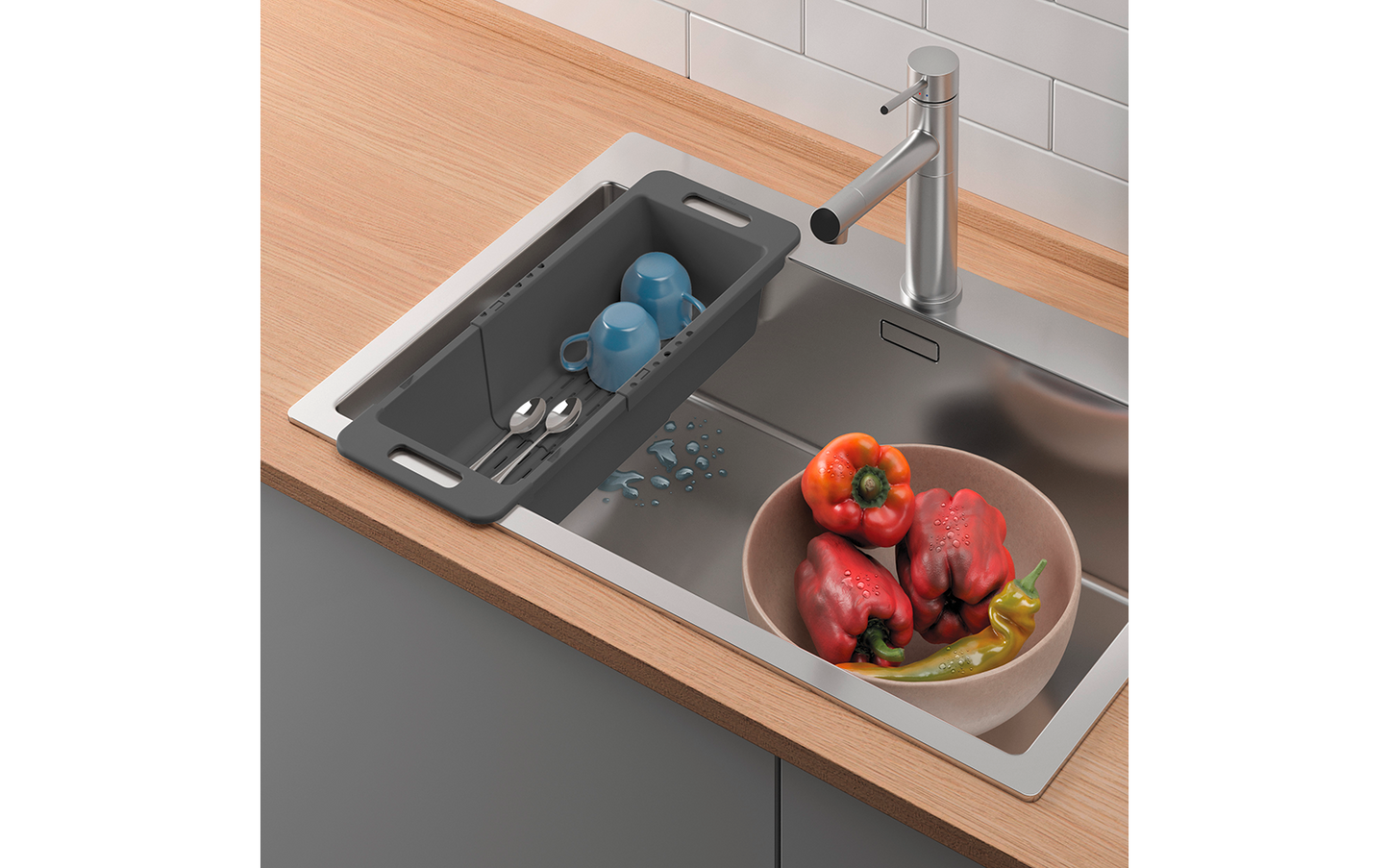  Metaltex Drain-Flex Abtropfkorb / Spülkorb Ausziehbar 35 Bis 52 Cm