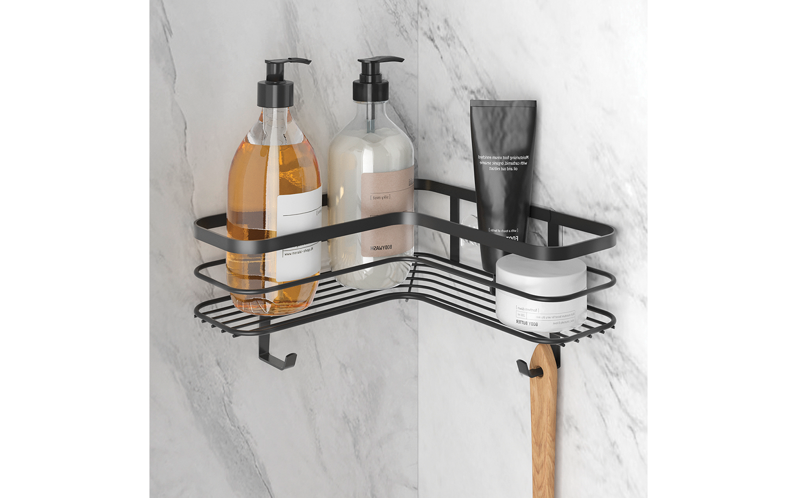  Metaltex Origin Lava Eckregal L-förmig U-fix Für Dusche