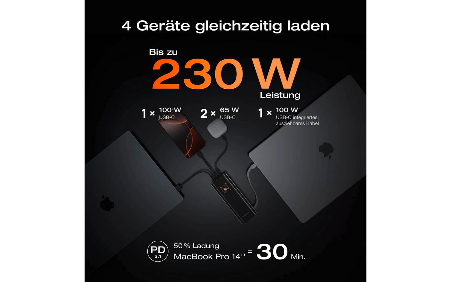  EcoFlow Rapid Pro Powerbank USB-C Schnellladegerät / App & LCD-Display