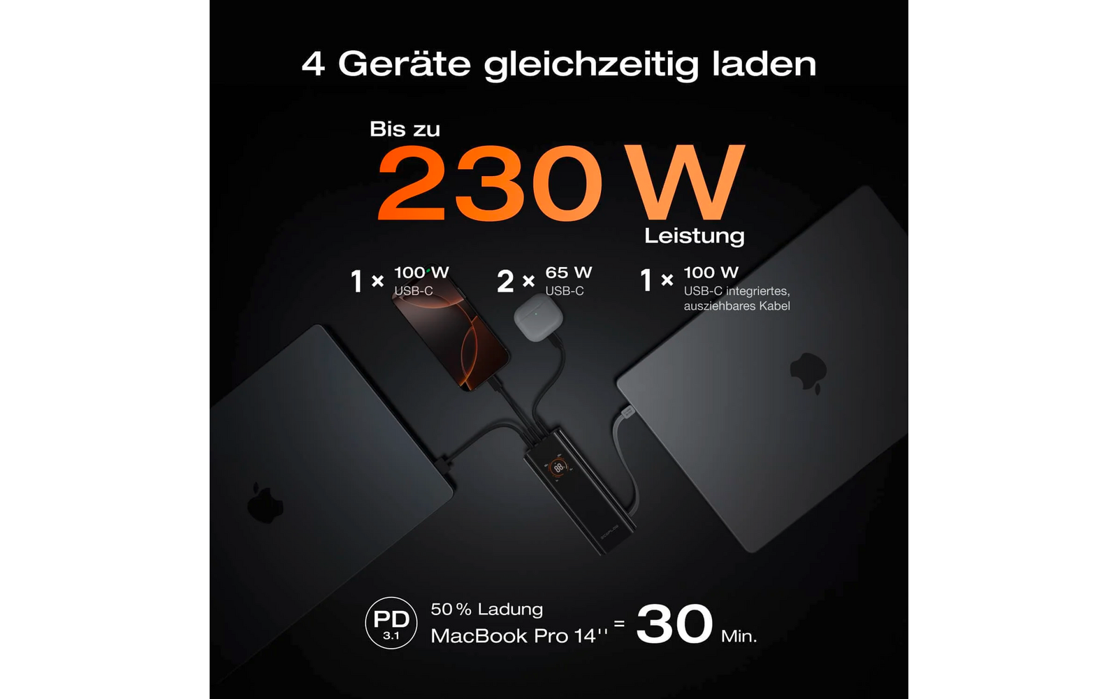  EcoFlow Rapid Pro Powerbank USB-C Schnellladegerät / App & LCD-Display