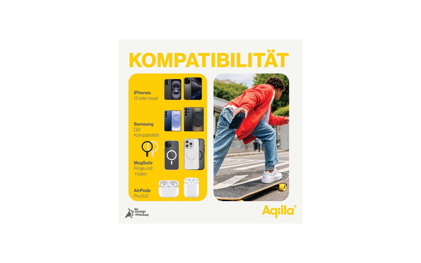  Aqiila Powerbird Drahtlose Powerbank 20 W Schwarz 5000 MAh
