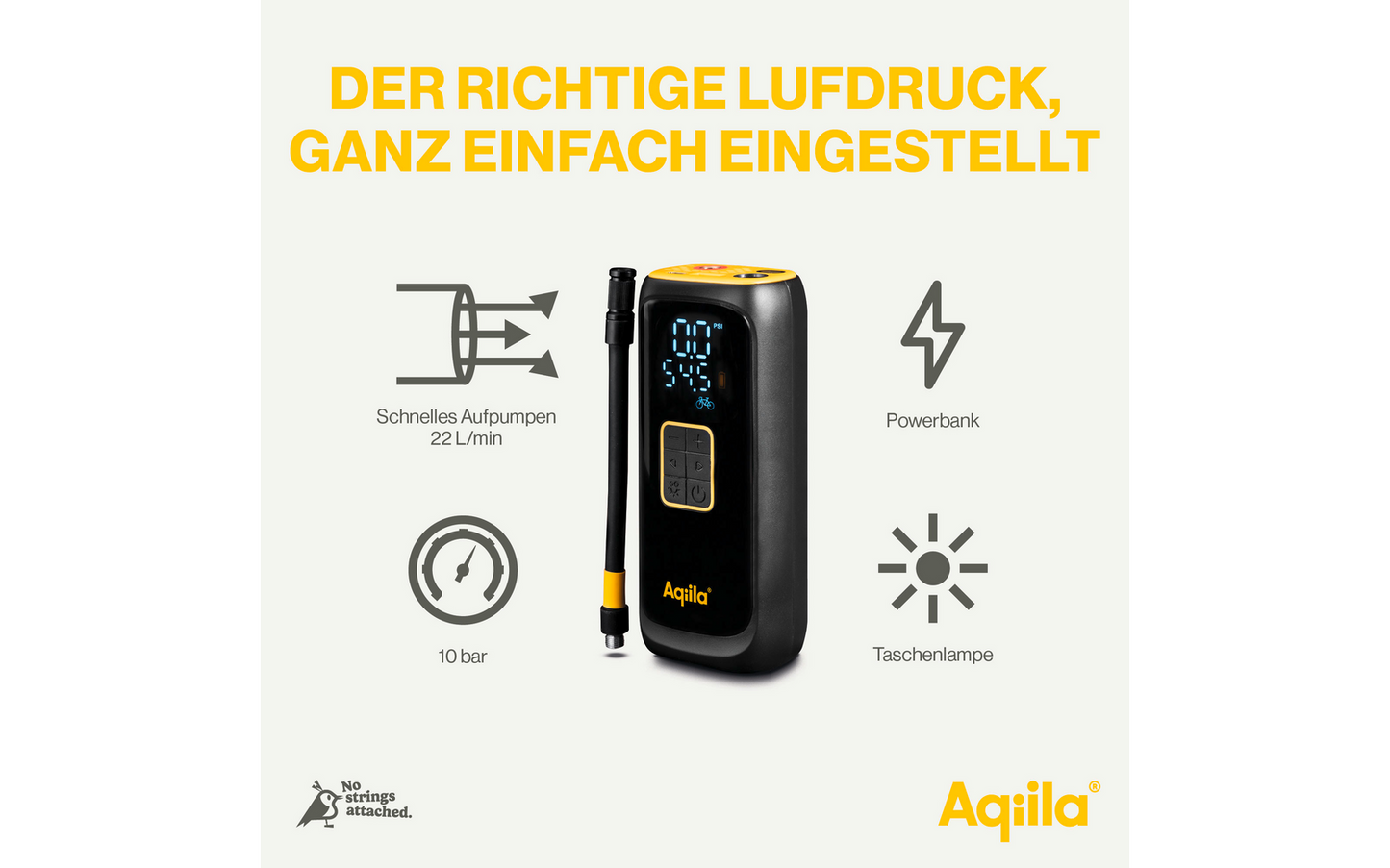  Aqiila Airbird C4 Tragbarer Kompressor Luftpumpe Integriert Mit Powerbank Und LED-Taschenlampe 4000 MAh Akku