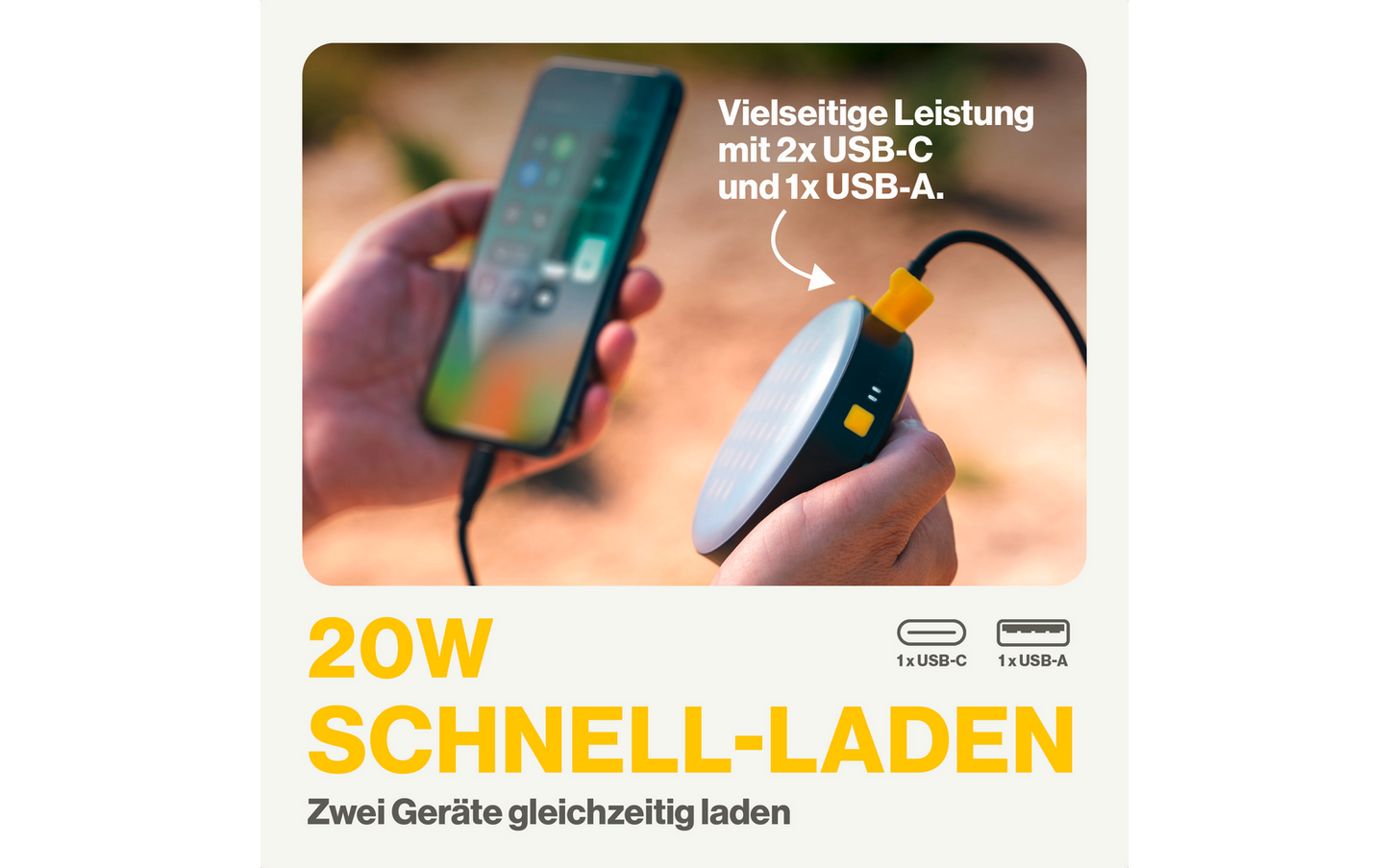  Aqiila Lightbird BL10 Powerbank Lampe 20 W Schwarz 10000 MAh