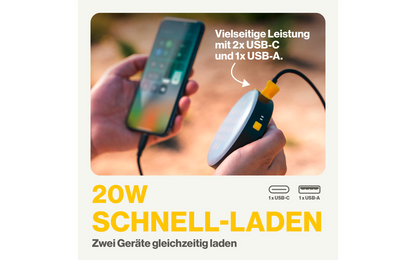  Aqiila Lightbird BL10 Powerbank Lampe 20 W Schwarz 10000 MAh