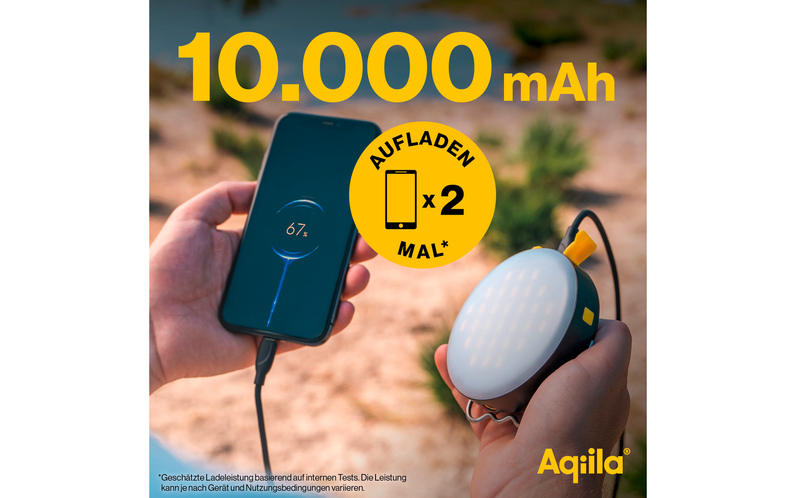  Aqiila Lightbird BL10 Powerbank Lampe 20 W Schwarz 10000 MAh