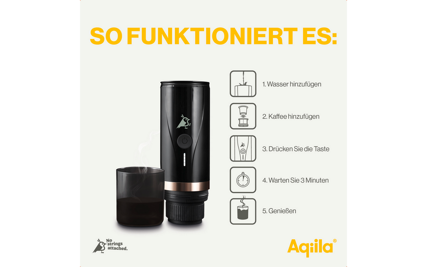  Aqiila Nespresso Tragbare Espressomaschine Geeignet Für Kaffeekapseln Und Gemahlenen Kaffee