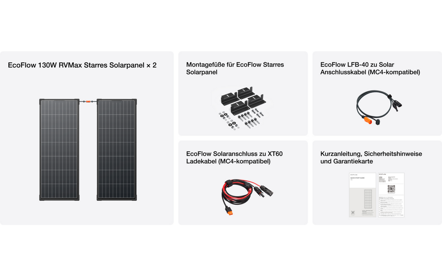  EcoFlow RVMax Starres Solarpanel 2er-Set / 12 Mm Ultraflach / IP68 / 2 X 130 W