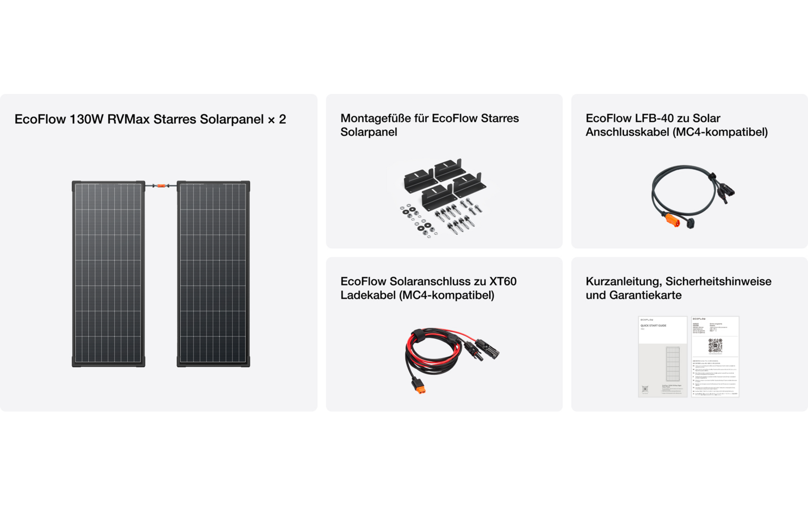  EcoFlow RVMax Starres Solarpanel 2er-Set / 12 Mm Ultraflach / IP68 / 2 X 130 W
