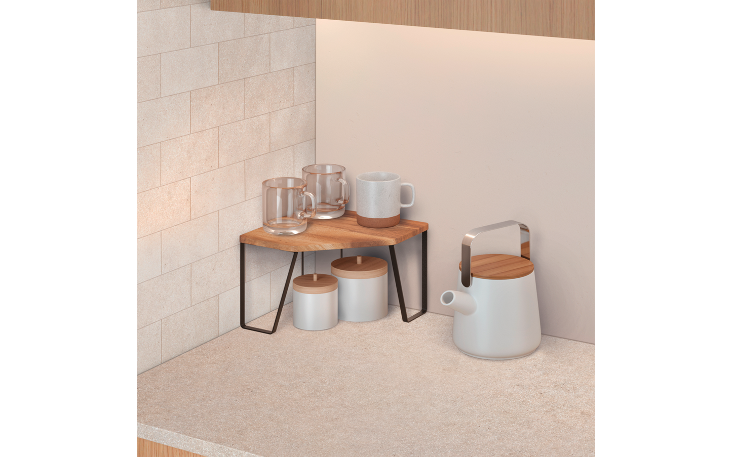  Metaltex York LAVA Eckregal 1-Etage Aus Akazienholz 25 X 25 X 16 Cm