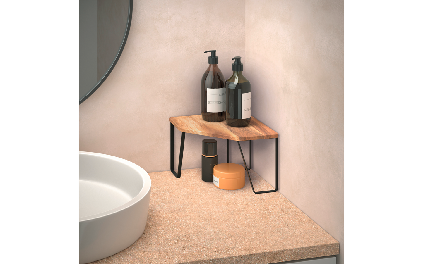  Metaltex York LAVA Eckregal 1-Etage Aus Akazienholz 25 X 25 X 16 Cm