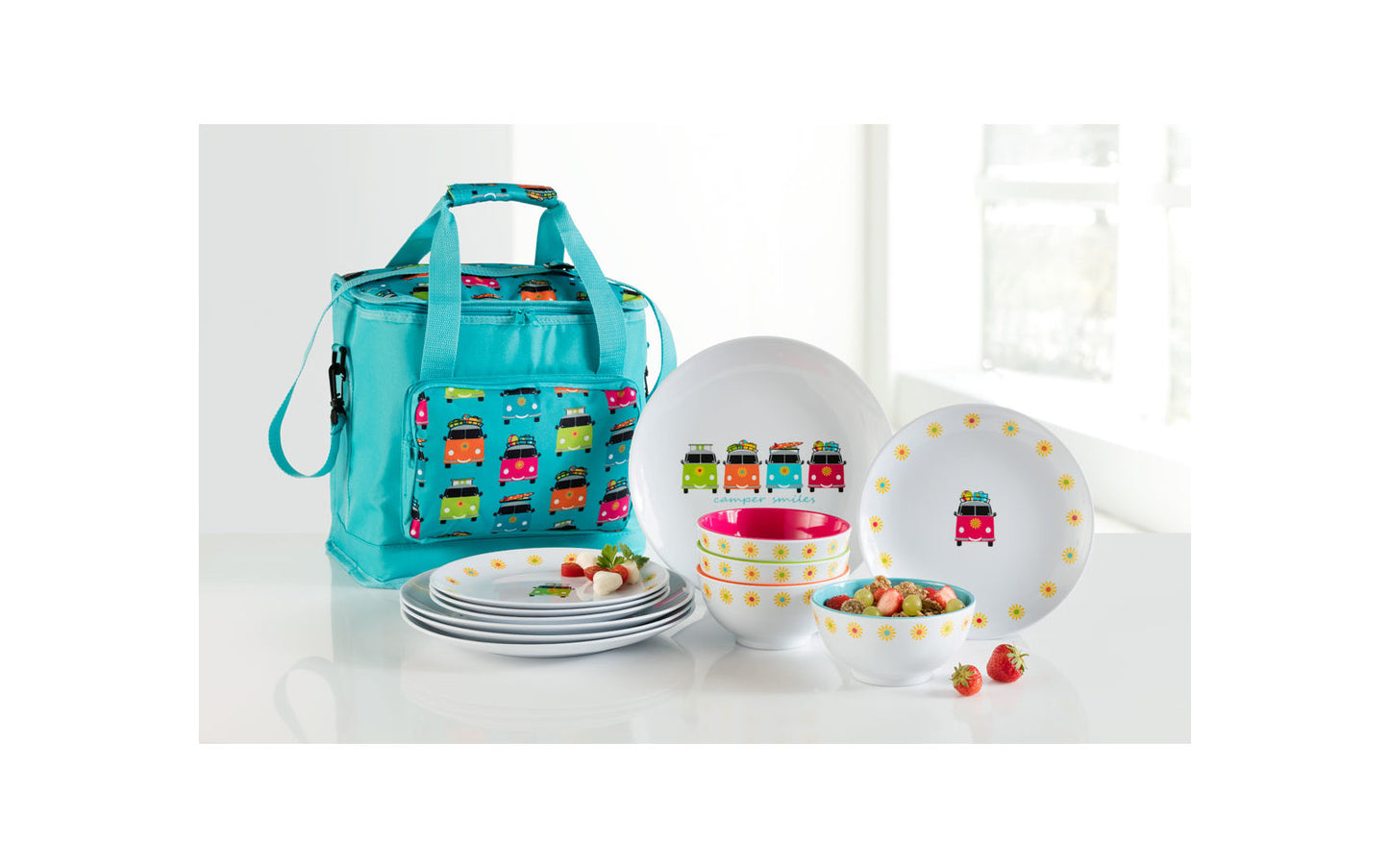 Flamefield Camper Smiles Melamin Geschirr-Set 12 Teilig