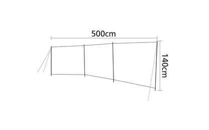  Bo-Camp Brendan 3-seitiger Windschutz 500 X 140 Cm