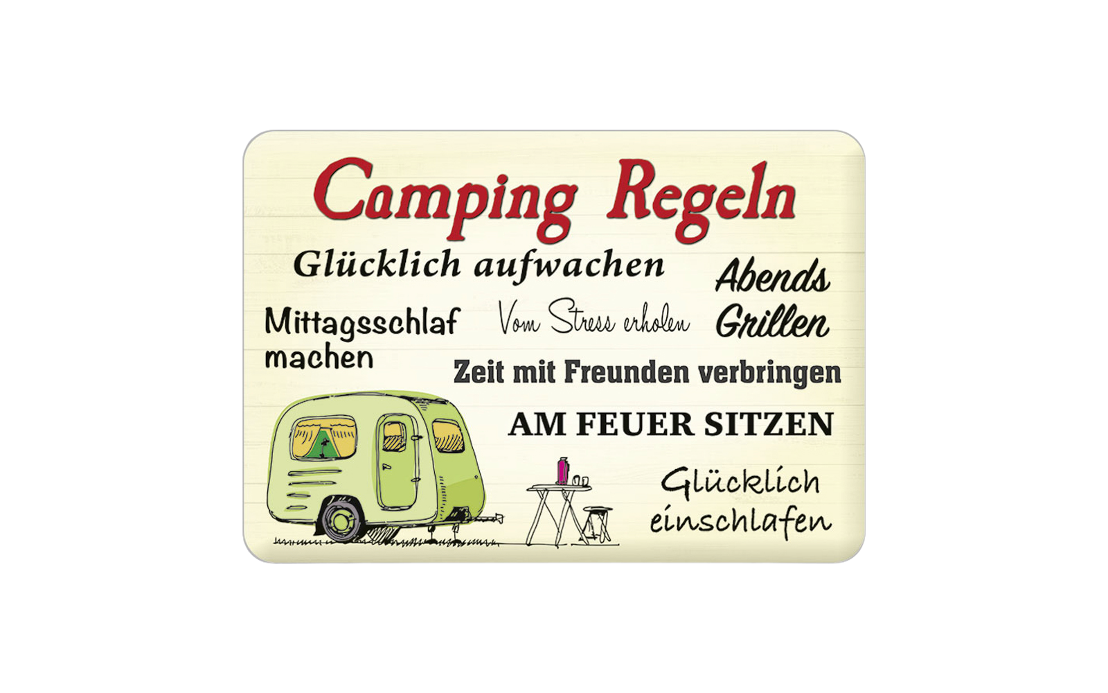  Blechschild Camping Regeln