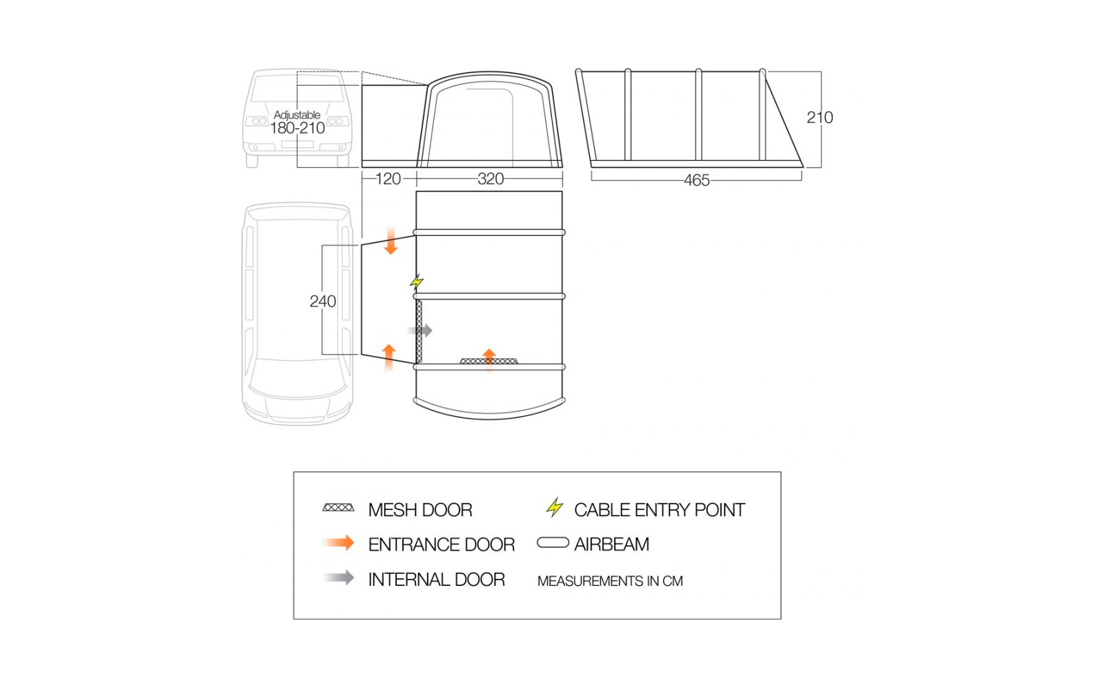 Vango Galli III Air Low / Tall Aufblasbares Busvorzelt