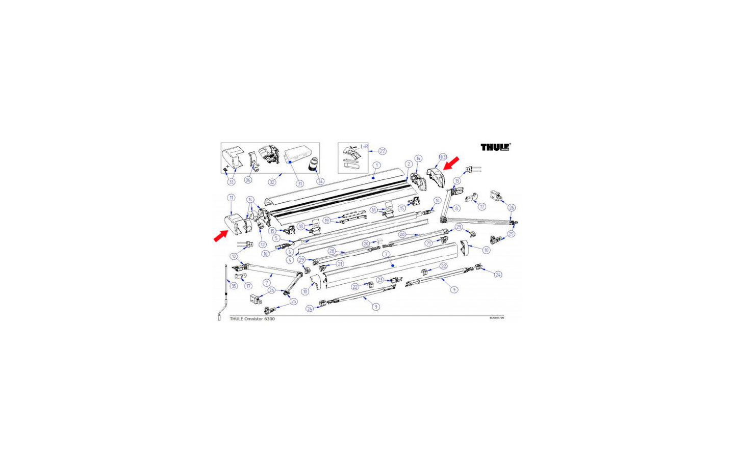  Thule Endkappen-Satz Für Omnistor 6300 (LH+RH)